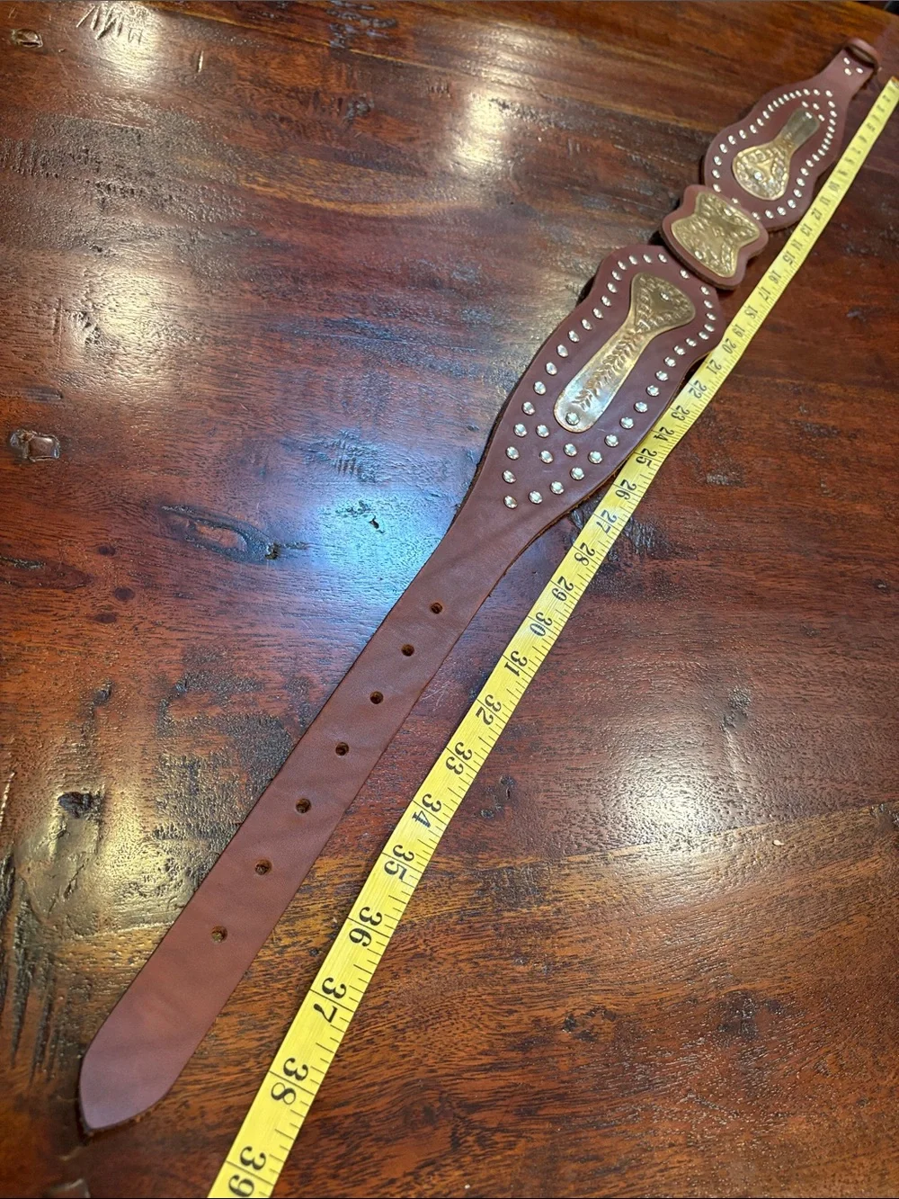 Vintage Ralph Lauren Western Studded Wide Leather Belt Spring 2002 size Medium